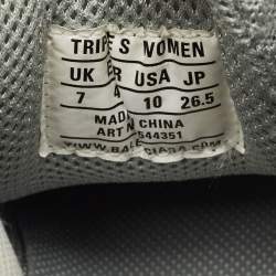 Pre Owned Balenciaga Grey Leather and Mesh Triple S Sneakers Size 40