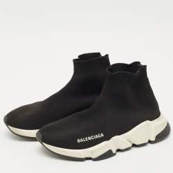 Pre Owned Balenciaga Black Knit Fabric Speed High Top Sneakers Size 36