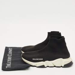Pre Owned Balenciaga Black Knit Fabric Speed High Top Sneakers Size 36