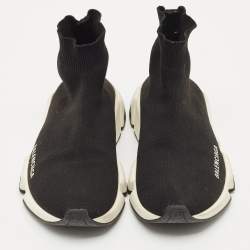 Pre Owned Balenciaga Black Knit Fabric Speed High Top Sneakers Size 36