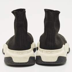 Pre Owned Balenciaga Black Knit Fabric Speed High Top Sneakers Size 36