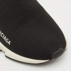 Pre Owned Balenciaga Black Knit Fabric Speed High Top Sneakers Size 36