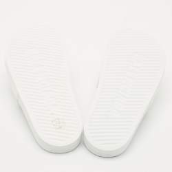 Pre Owned Balenciaga White Rubber BB Pool Slide Sandals Size 37