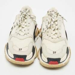 مملوكة مسبقًا Balenciaga Multicolor Leather and Mesh Triple S Sneakers Size 37