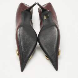 Pre Owned Balenciaga Burgundy Lizard Embossed Leather Knife BB Pumps Size 40