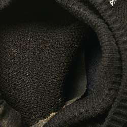 Pre Owned Balenciaga Black/White Knit Fabric Allover Logo Speed Trainer Sneakers Size 39