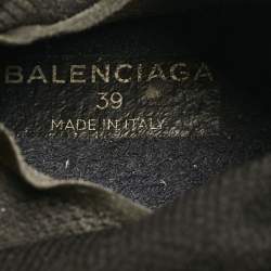 Pre Owned Balenciaga Black/White Knit Fabric Allover Logo Speed Trainer Sneakers Size 39