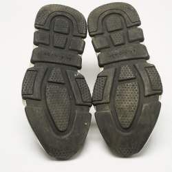 Pre Owned Balenciaga Black/White Knit Fabric Allover Logo Speed Trainer Sneakers Size 39