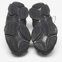 Pre Owned Balenciaga Black Leather and Mesh Triple S Sneakers Size 39