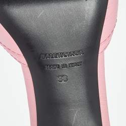 مملوكة مسبقًا Balenciaga Pink Leather Le Cagole Studded Slide Sandals Size 38