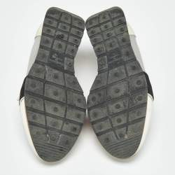 Pre Owned Balenciaga Muulticolor Leather and Knit Fabric Race Runner Low Top Sneakers Size 38