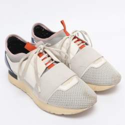 Pre Owned Balenciaga Multicolor Leather and Mesh Race Runner Sneakers Size 38
