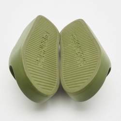 Pre Owned Balenciaga Dark Green Rubber Chunky Logo Pool Slides Size 38