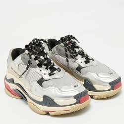 Pre Owned Balenciaga Multicolor Leather and Mesh Triple S Sneakers Size 40