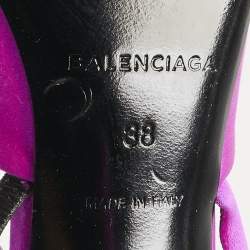 Pre Owned Balenciaga Pink Satin Knife Slingback Pumps Size 38