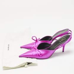 Pre Owned Balenciaga Pink Satin Knife Slingback Pumps Size 38