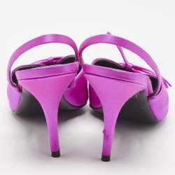 Pre Owned Balenciaga Pink Satin Knife Slingback Pumps Size 38