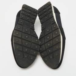 Pre Owned Balenciaga Black Nylon and Patent Leather Race Runner Lace Up Sneakers Size 38