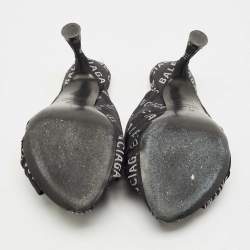 Pre Owned Balenciaga Black Fabric Logo Drapy Mules Size 38