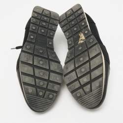 Pre Owned Balenciaga Black Leather and Mesh Race Runner Sneakers Size 38
