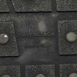 Pre Owned Balenciaga Black Leather and Mesh Race Runner Sneakers Size 38