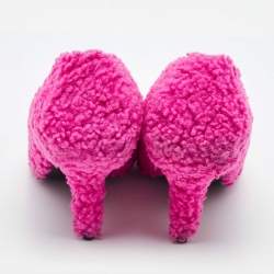 Pre Owned Balenciaga Pink Faux Shearling Knife Pumps Size 38.5