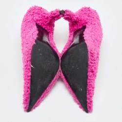 Pre Owned Balenciaga Pink Faux Shearling Knife Pumps Size 38.5