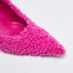 Pre Owned Balenciaga Pink Faux Shearling Knife Pumps Size 38.5