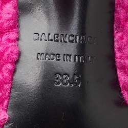 Pre Owned Balenciaga Pink Faux Shearling Knife Pumps Size 38.5