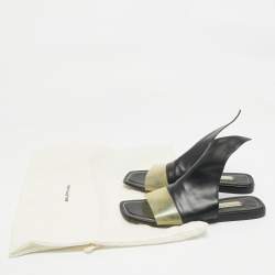 Pre Owned Balenciaga Brown/Transparent PVC and  Leather Slide Sandals Size 38