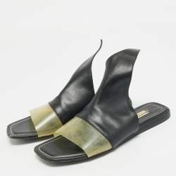 Pre Owned Balenciaga Brown/Transparent PVC and  Leather Slide Sandals Size 38