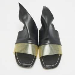 Pre Owned Balenciaga Brown/Transparent PVC and  Leather Slide Sandals Size 38
