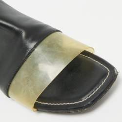 Pre Owned Balenciaga Brown/Transparent PVC and  Leather Slide Sandals Size 38