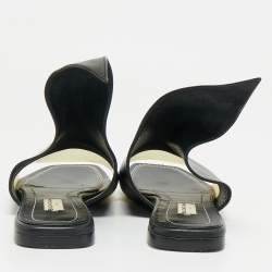 Pre Owned Balenciaga Brown/Transparent PVC and  Leather Slide Sandals Size 38