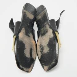 Pre Owned Balenciaga Brown/Transparent PVC and  Leather Slide Sandals Size 38