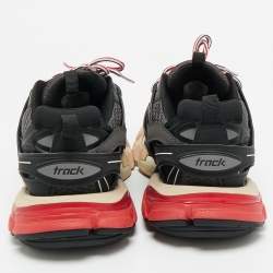 Pre Owned Balenciaga Black/Grey Faux Leather and Mesh Track Sneakers Size 40