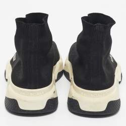 Pre Owned Balenciaga Black Knit Fabric Speed Trainer Slip On Sneakers Size 37