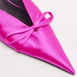 Pre Owned Balenciaga Pink Satin Knife Mules Size 37
