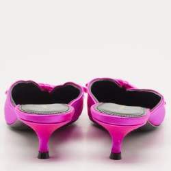 Pre Owned Balenciaga Pink Satin Knife Mules Size 37