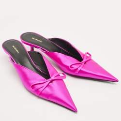 Pre Owned Balenciaga Pink Satin Knife Mules Size 37