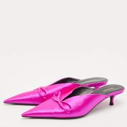 Pre Owned Balenciaga Pink Satin Knife Mules Size 37