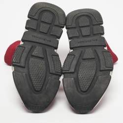 Pre Owned Balenciaga Red Knit Fabric Speed Trainer High Top Sneakers Size 39