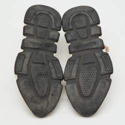 Pre Owned Balenciaga Beige Knit Fabric Speed Trainer High Top Sneakers Size 37