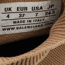 Pre Owned Balenciaga Beige Knit Fabric Speed Trainer High Top Sneakers Size 37