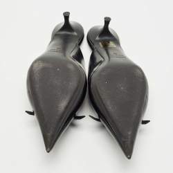 Pre Owned Balenciaga Black Leather Knife Kitten Heel Mules Size 39