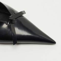 Pre Owned Balenciaga Black Leather Knife Kitten Heel Mules Size 39