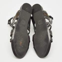 Pre Owned Balenciaga Green Leather and Suede Strappy Flat Sandals Size 40