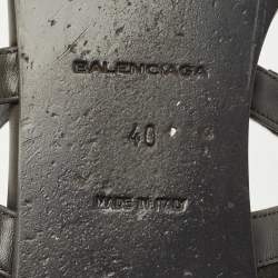 Pre Owned Balenciaga Green Leather and Suede Strappy Flat Sandals Size 40