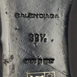 Pre Owned Balenciaga Blue Brogue Leather Arena Studded Ballet Flats Size 39.5