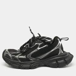 Balenciaga Black Leather and Mesh Track Runner Sneakers Size